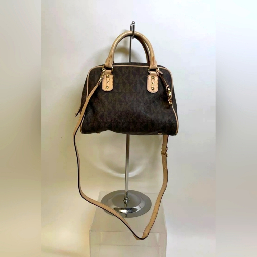 Michael Kors MK Signature Brown Cross Body Bag purse handbag